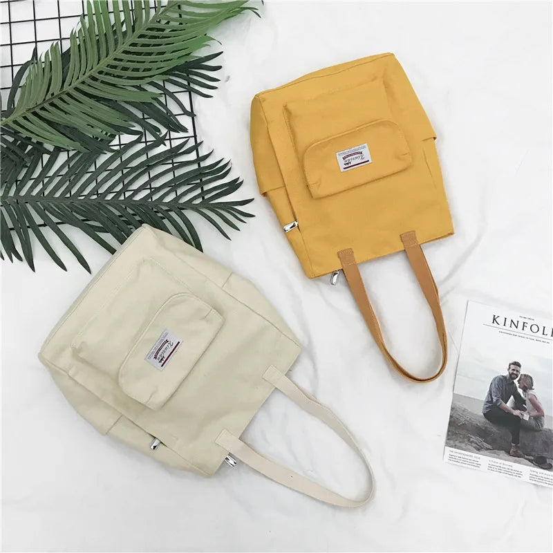 Casual Tote Canvas Bag Women Shoulder Bag Reusable Shopping Bag