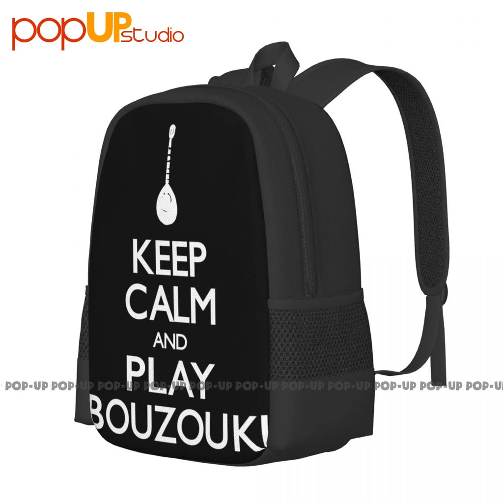 Bouzouki Silhouette Backpack Gym Shoe Bag Sports Riding Backpack