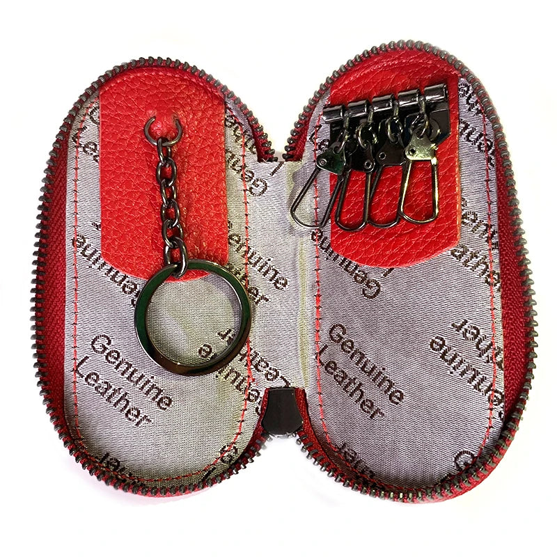 Cowhide Leather Keychain Wallet Multifunction Key Bag