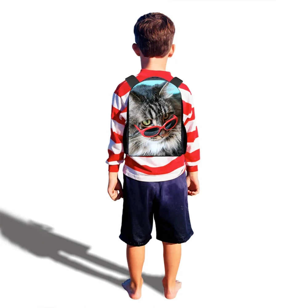Kids Cat Printing Backpack for Kindergarten Boys