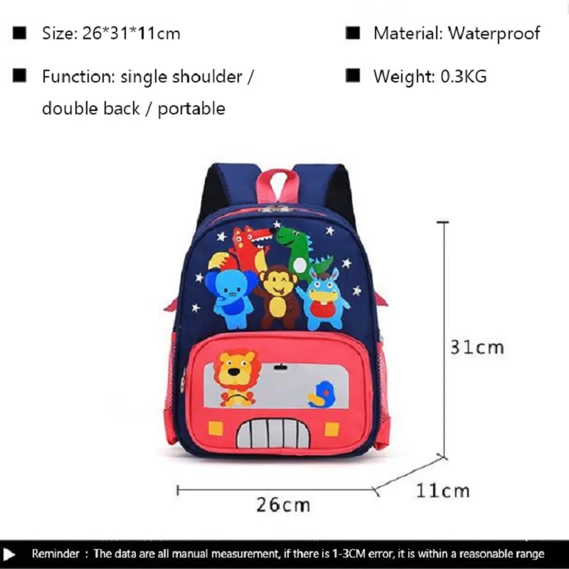 Kids Backpack 3D Cartoon Animal Printing Bookbag Waterproof Back Pack