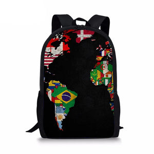 Kids World Map Print Schoolbag Bagpack for Boys Girls
