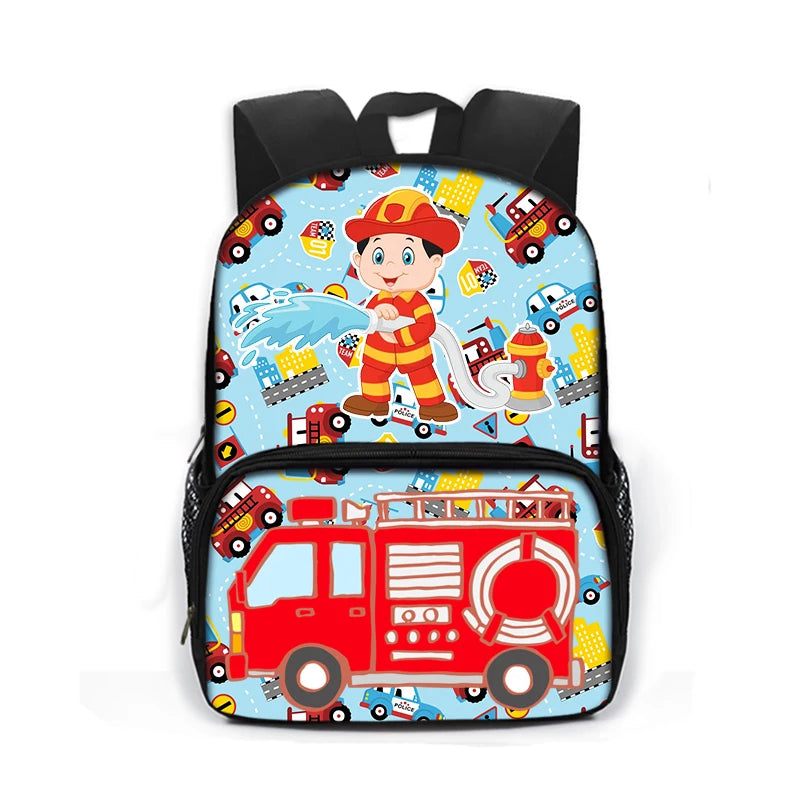 Cartoon Firetruck Backpack for Kids 3-6 Years Old