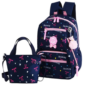 Kids Orthopedic Backpack School Bags Teenager Girls Printing 3pcs/Set Rucksack