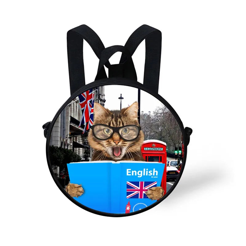 Kids Cat Print Kindergarten Backpack