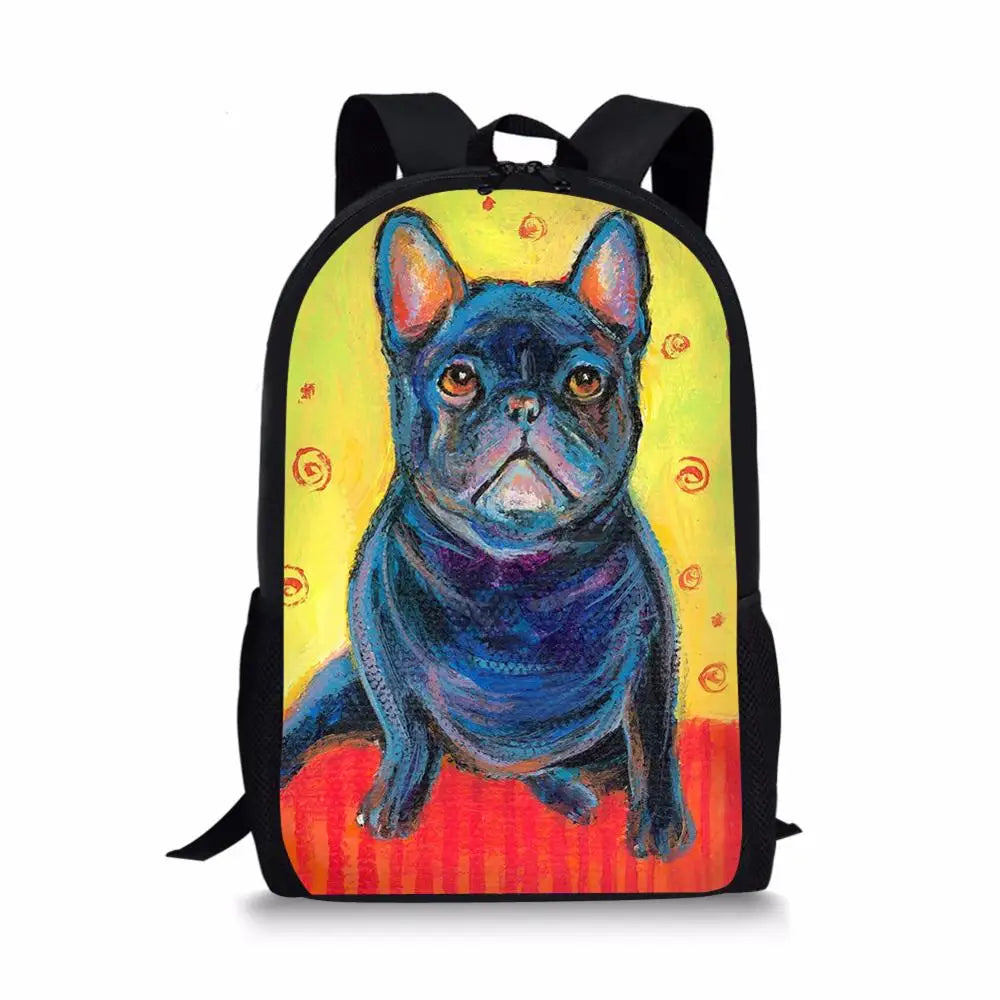 Bulldog Printed Kids School Backpack