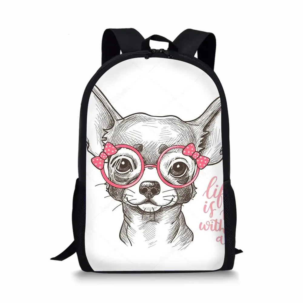 Bulldog Printed Kids School Backpack