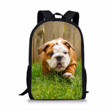 Bulldog Print Kids School Backpack for Boys and Girls