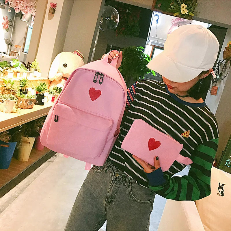 Girls Canvas Backpack Student Bags Travel Bags Lightweight School Bags