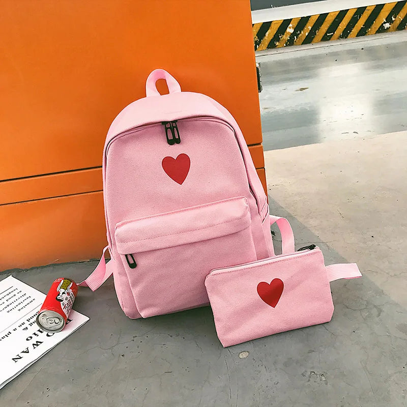 Girls Canvas Backpack Student Bags Travel Bags Lightweight School Bags