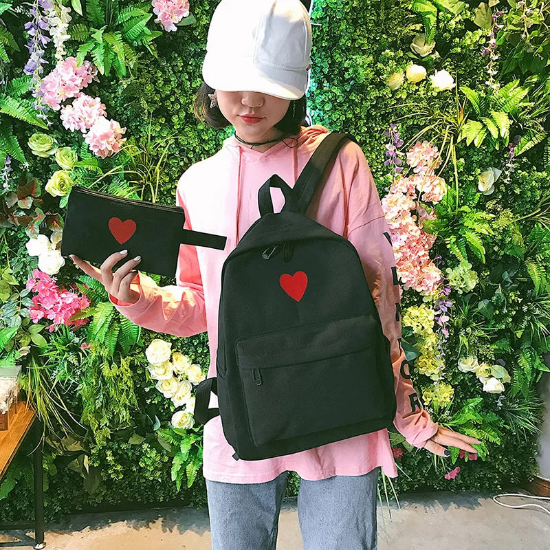 Girls Canvas Backpack Student Bags Travel Bags Lightweight School Bags