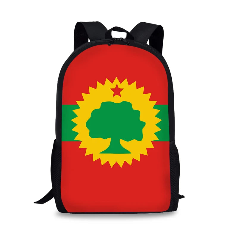 Kids School Bags for Girls Boys Flag Of The Oromo Print Children Backpacks