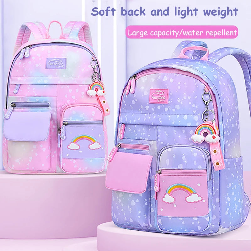 Cartoon Clouds Backpack Girl Waterproof Book Bag