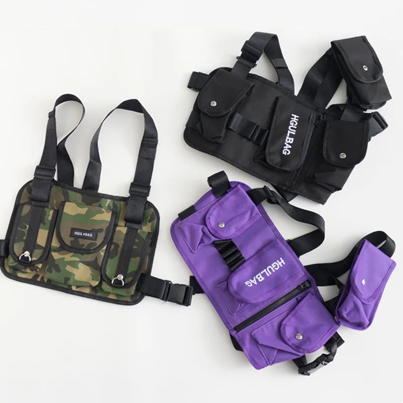 Kids Tactical Shoulder Bag Chest Rig Hip Hop Streetwear Waist Packs