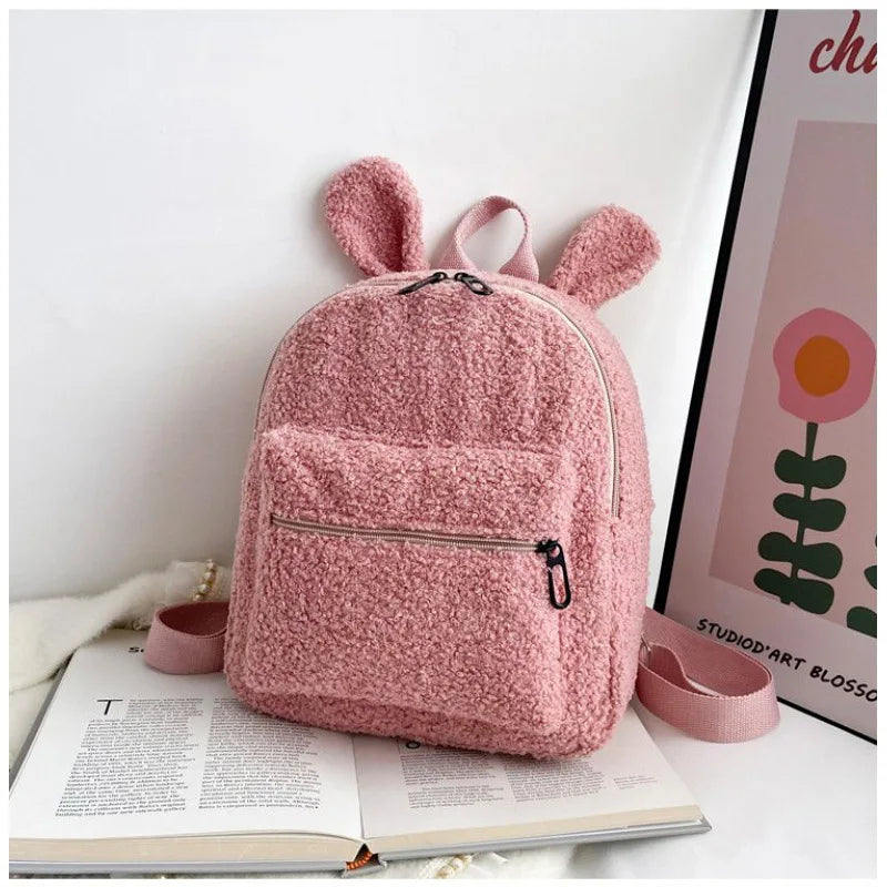 Kids Bunny Ear Plush Backpack - Kindergarten School Bag
