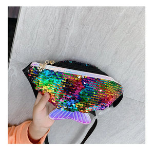 Kids Mermaid Sequin Waist Bag Messenger Bag Waterproof Money Waist Bag