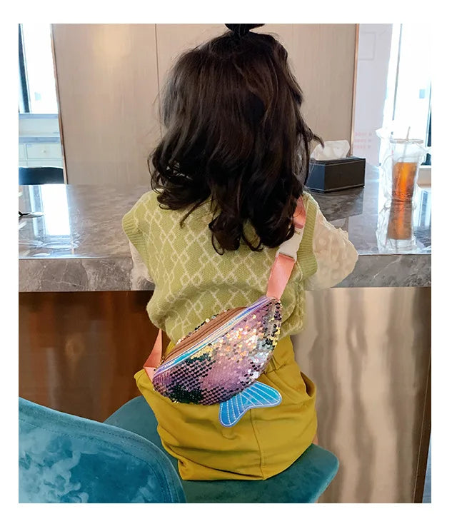 Kids Mermaid Sequin Waist Bag Messenger Bag Waterproof Money Waist Bag