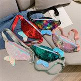 Kids Mermaid Sequin Waist Bag Messenger Bag Waterproof Money Waist Bag