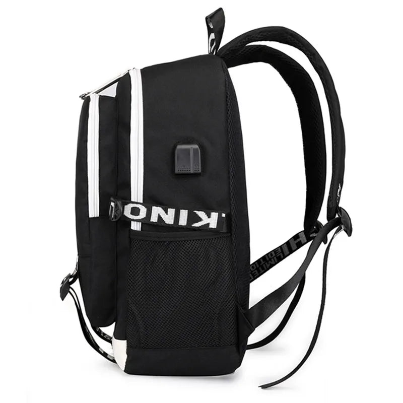 Kids Unisex USB Nylon Backpack Student School Bag