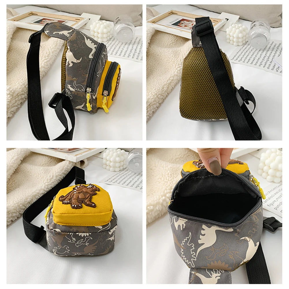 Kids Waist Bags Dinosaur Print Outdoor Travel Crossbody Bag
