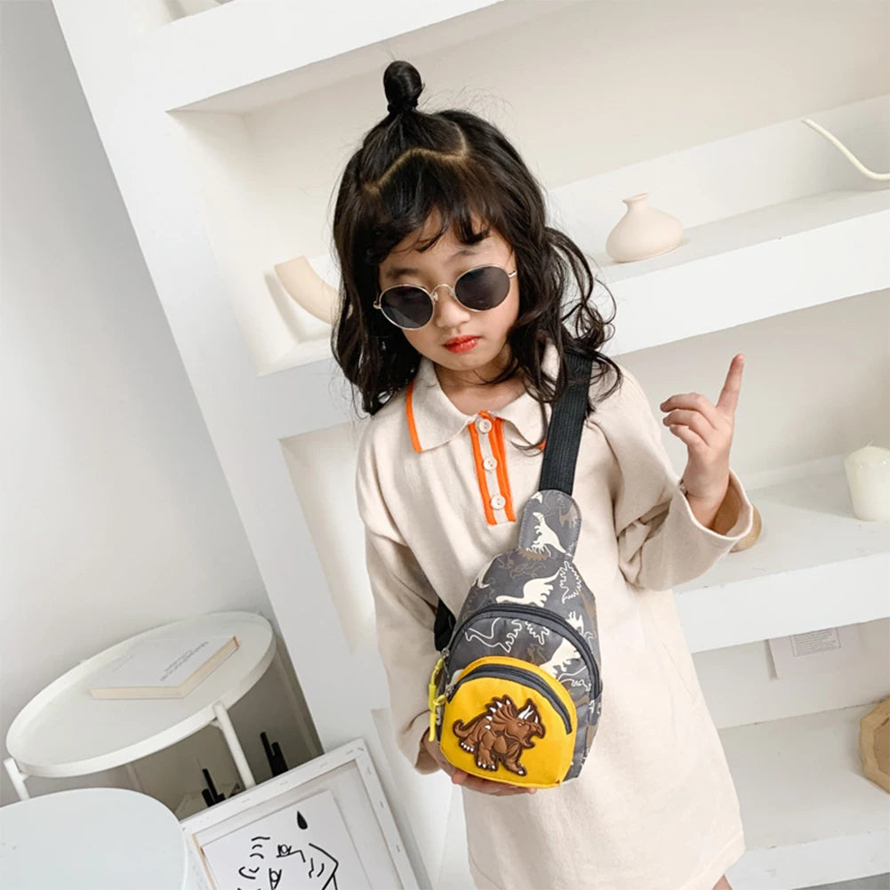 Kids Waist Bags Dinosaur Print Outdoor Travel Crossbody Bag