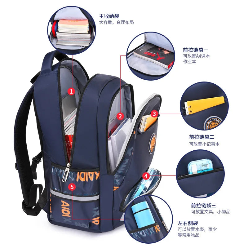 Boys School Backpack Large Orthopedic Waterproof Bag