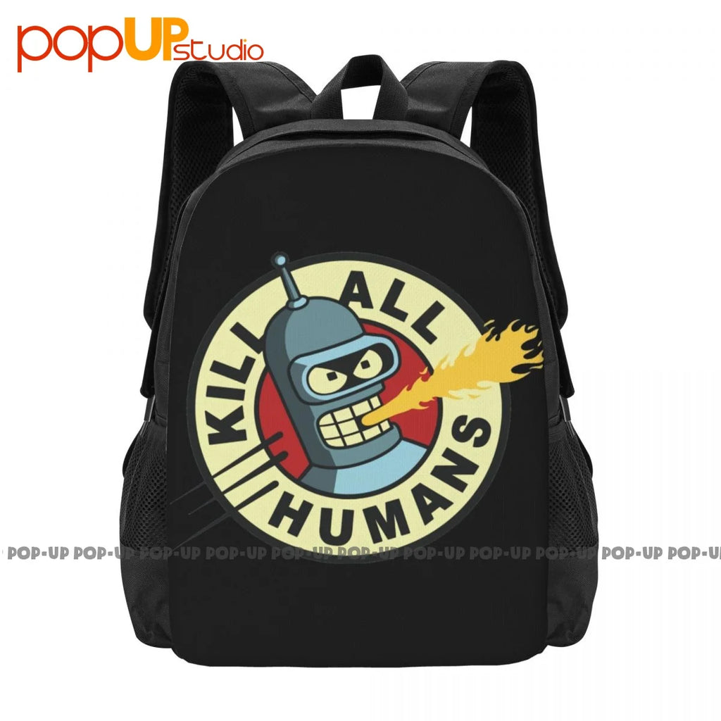 Kill All Humans Bender Robot Beer Movie Tv Poster Art Uk Backpack