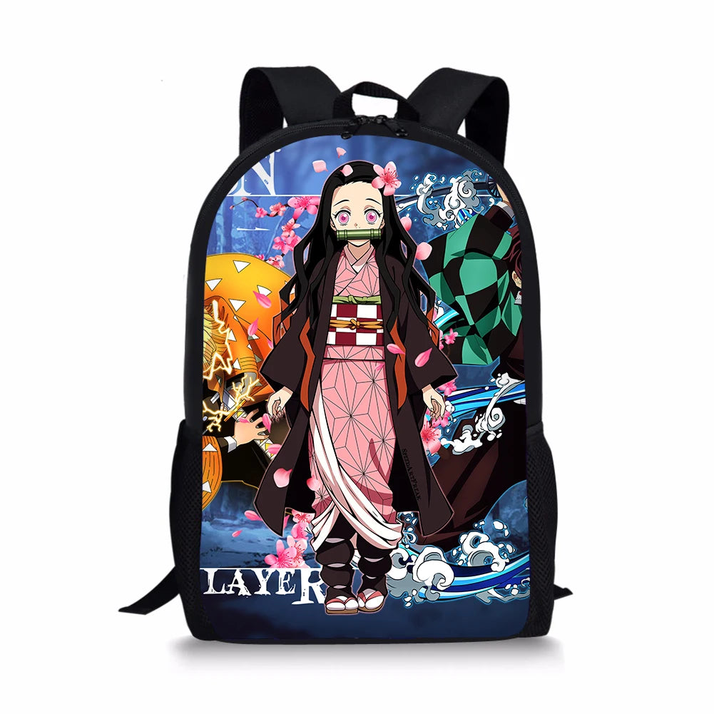Kimetsu No Yaiba Print Backpack Casual Children's Knapsack