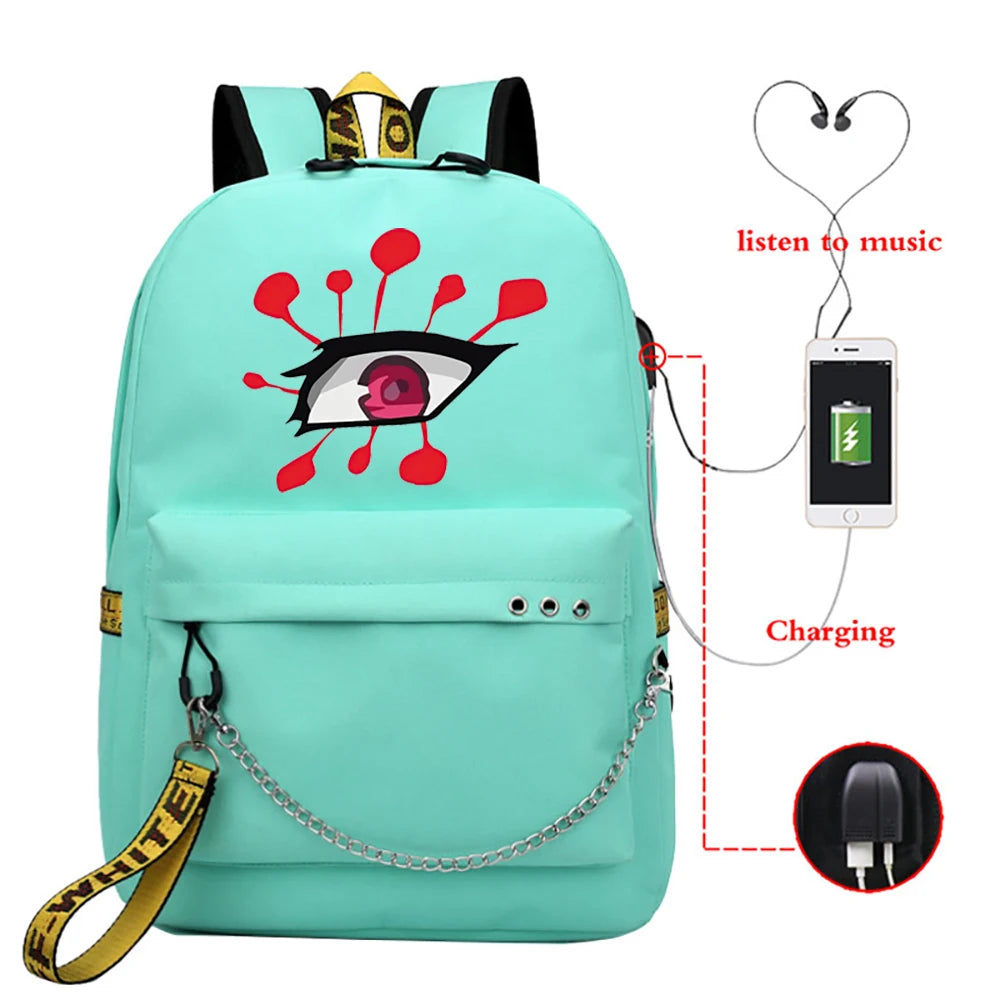 Demon Slayer Tengen Uzui Eye Anime Backpack School Bags Laptop Travel Bags
