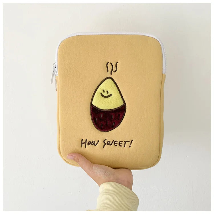 Korea Ins Baked Sweet Potato Embroidery iPad Flat Bag Laptop Bag 11 13 15 Inch