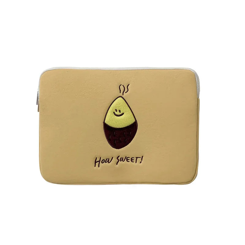 Korea Ins Baked Sweet Potato Embroidery iPad Flat Bag Laptop Bag 11 13 15 Inch