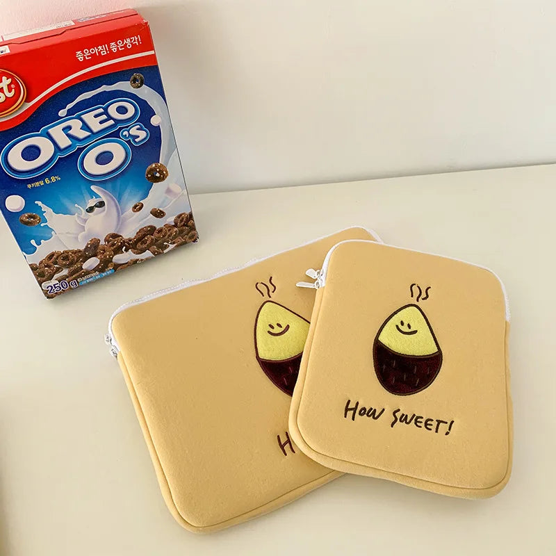 Korea Ins Baked Sweet Potato Embroidery iPad Flat Bag Laptop Bag 11 13 15 Inch