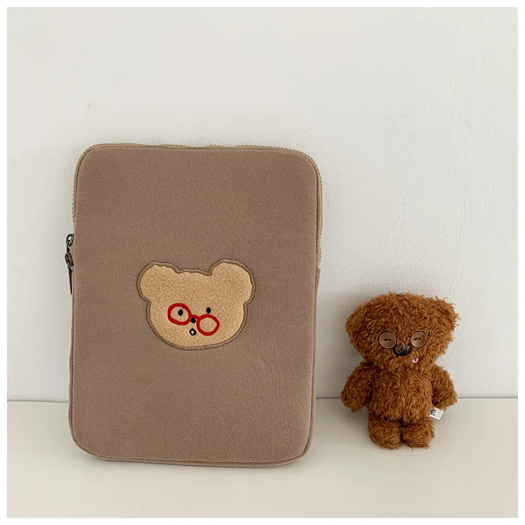 Korea Ins Cartoon Bear Tablet Sleeve Bag Pouch 11 13 15 Inch Inner Case