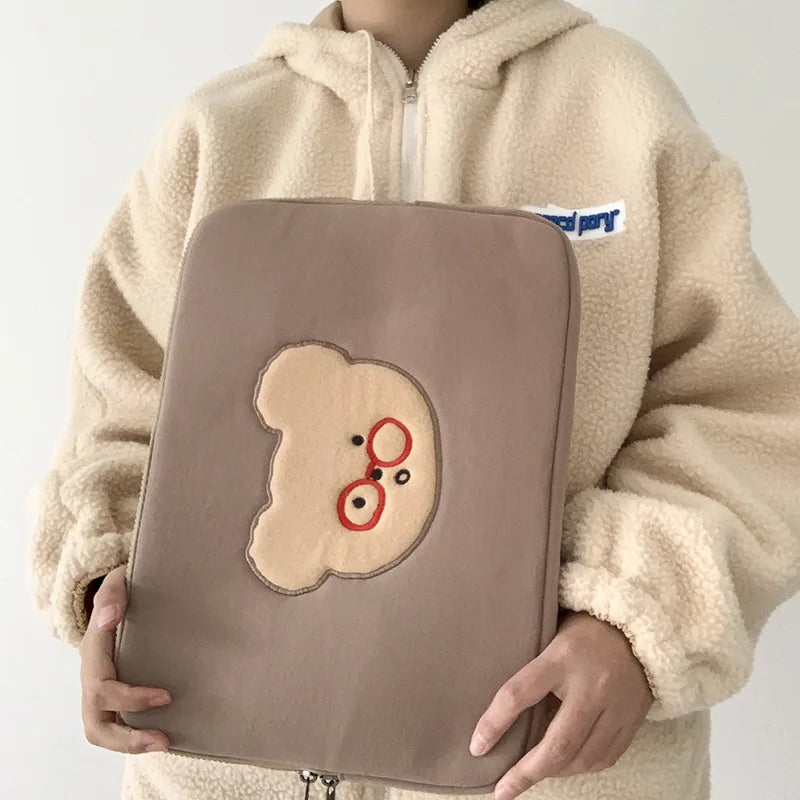 Korea Ins Cartoon Bear Tablet Sleeve Bag Pouch 11 13 15 Inch Inner Case