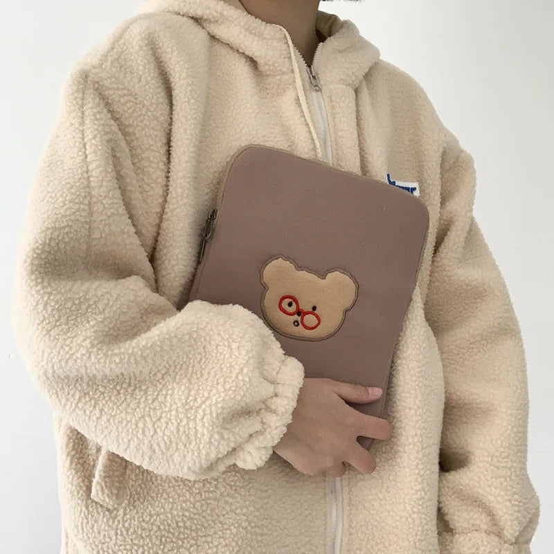 Korea Ins Cartoon Bear Tablet Sleeve Bag Pouch 11 13 15 Inch Inner Case