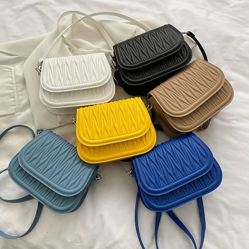 Korea Style Casual Crossbody Bags Women Embroidery Plaid Shoulder Bag