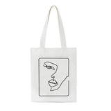 Korean Vintage Abstract Print Canvas Shopper Bag