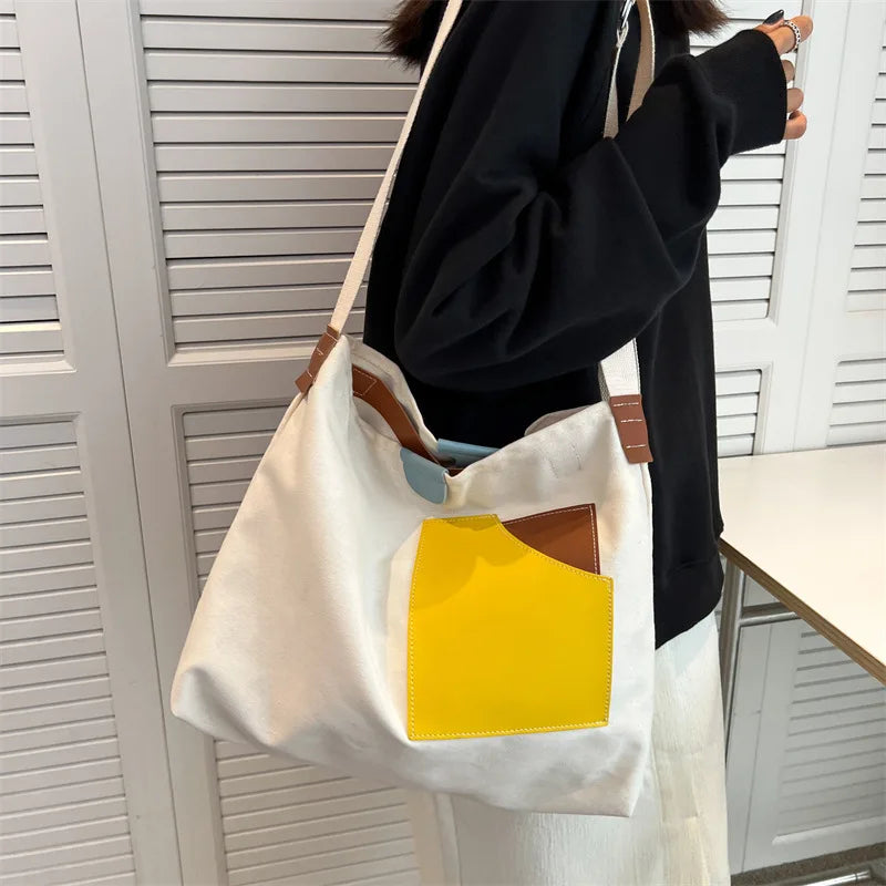 Canvas Crossbody Bags for Women Casual Girl Student Shoulder Messenger Book Bag