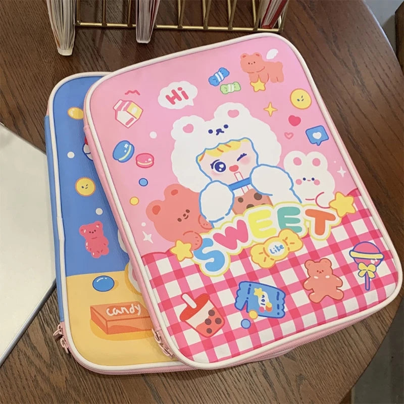 Cartoon Laptop Sleeve 9.7-11 Inch Tablet Cover Pouch Zipper Bag