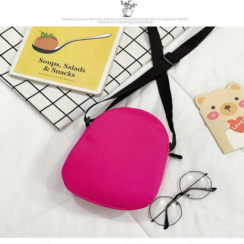 Casual Cross-Body Bag Solid Zipper Mini Canvas Bag for Women