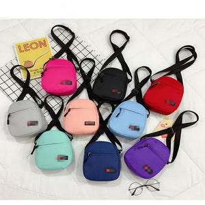 Casual Cross-Body Bag Solid Zipper Mini Canvas Bag for Women
