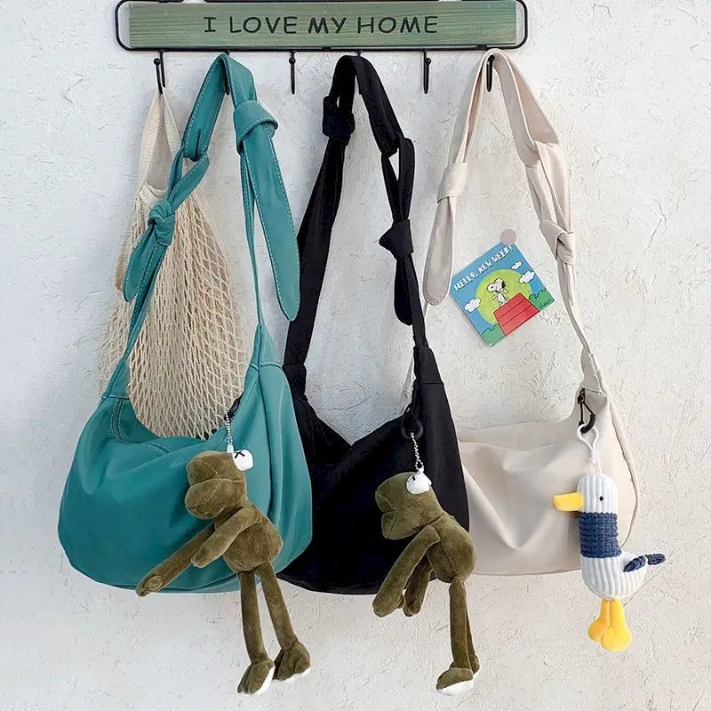 Dark Solid Canvas Bag Female Student Messenger Crossbody Bags