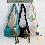 Dark Solid Canvas Bag Female Student Messenger Crossbody Bags