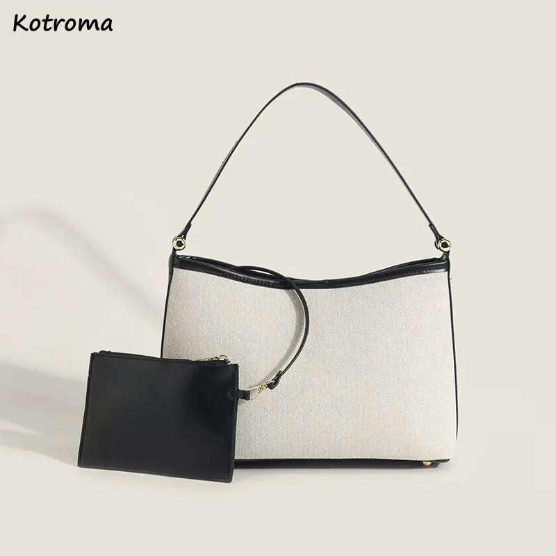 Retro Underarm Bag Large Capacity Canvas Totes