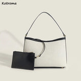 Retro Underarm Bag Large Capacity Canvas Totes