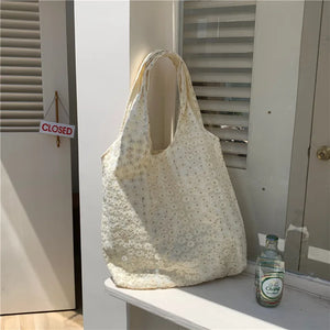 Daisy Lace Shoulder Bag for Women Large Capacity Flower Tote Bags