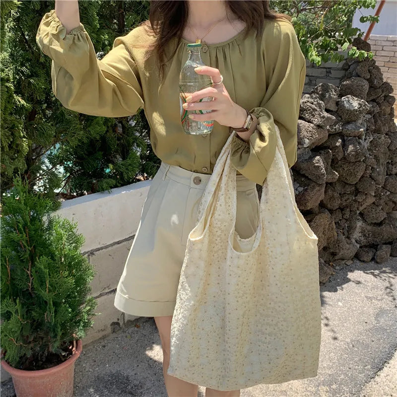 Daisy Lace Shoulder Bag for Women Large Capacity Flower Tote Bags