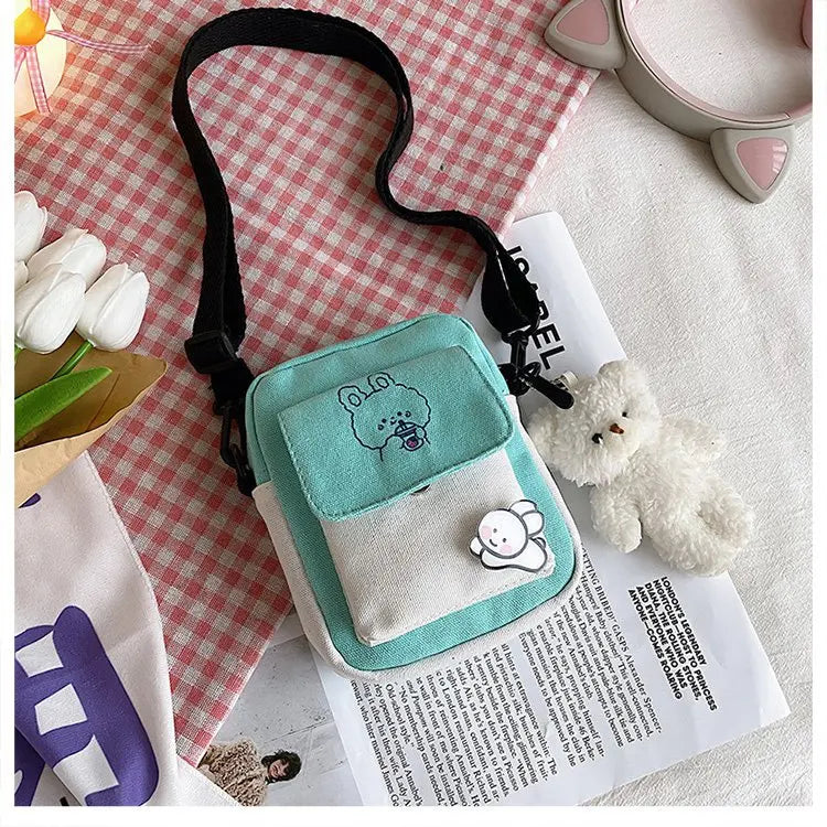 Canvas Messenger Crossbody Bag for Girls Students
