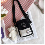 Canvas Messenger Crossbody Bag for Girls Students