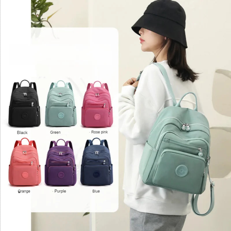 Solid Women's Backpack Large Capacity Nylon Cloth Girls Schoolbag